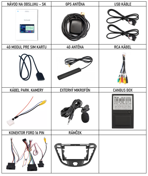 SK Príslušenstvo pre inteligentné autorádio Everest EVE+EVT Ford Transit Custom 2013-2018 s CarPlay AndroidAuto - evtech.cz1